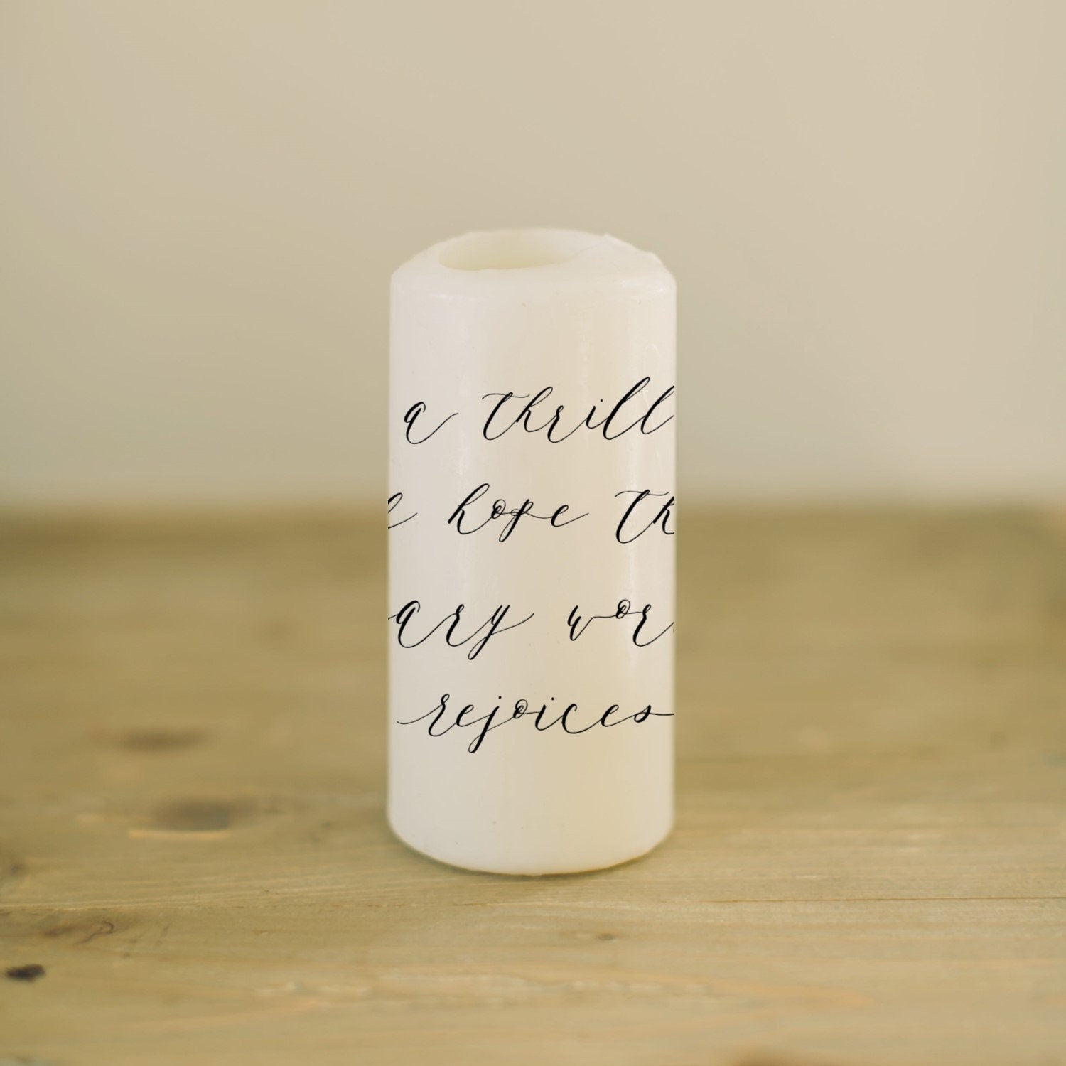 Christmas Pillar Candle - A Thrill Of Hope, home decor, present, housewarming gift, rustic, Christmas Decor, Holiday Decor, Christmas Gift