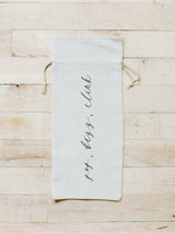 Wine Bag - Pop, Fizz, Clink - Calligraphy, hostess gift or wedding gift, engagement present