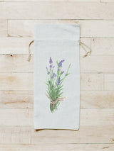 Wine Bag - Lavender Watercolor - Spring Lifestyle Decor, Summer Greenery, Hostess Gift, Birthday Present, All Natural Organic