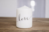 Love Pillar Candle, Wedding Favor, Personalized Wedding Gift, Family Gift, Housewarming gift, Couple gift, Valentines Day