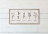 Wood Framed Sign - Wildflowers, rustic home decor, gallery wall, housewarming gift, framed decor, farmhouse style, spring decor