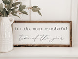 Christmas Wood Framed Sign - It's The Most Wonderful Time - Handmade in USA, rustic home decor, gallery wall, holiday gift, framed decor
