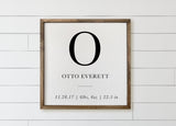 Wood Framed Sign - Personalized Baby Initial and Birth Stats, gallery wall, housewarming gift, framed decor, farmhouse style, wall decor