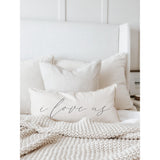 I Love Us Calligraphy Lumbar Pillow: Farmhouse Home Decor