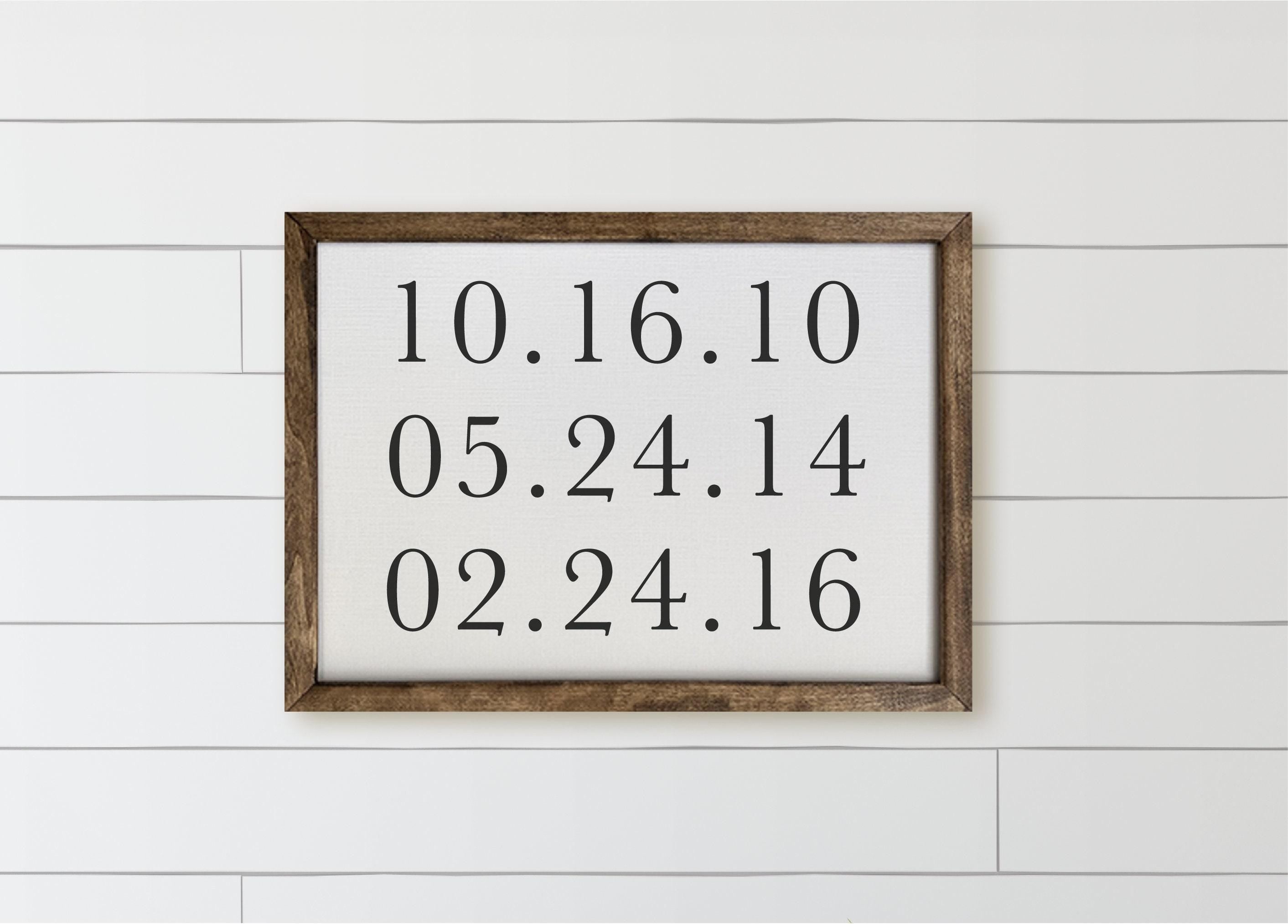Personalized Dates Wood Framed Sign: Rustic Farmhouse Decor