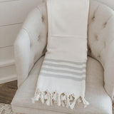 Neutral Striped Throw Blanket - Grey Stripe, Tan Stripe, Housewarming Gift, Decorative Blanket, Pretty Accent Decor