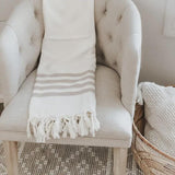 Neutral Striped Throw Blanket - Grey Stripe, Tan Stripe, Housewarming Gift, Decorative Blanket, Pretty Accent Decor