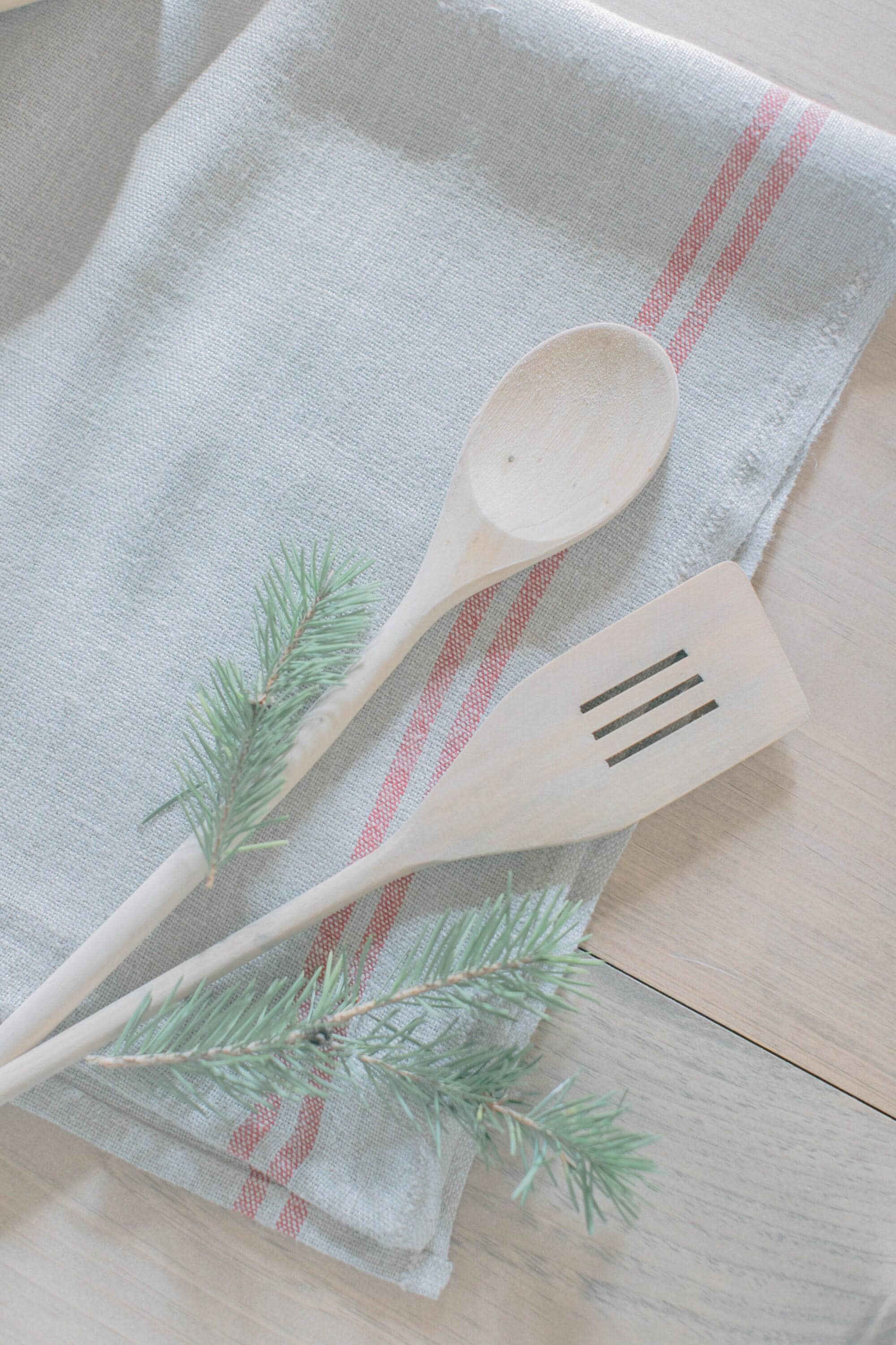 French Linen Grain Sack Kitchen Towel - Red Stripe, 100% Linen, Handmade in France