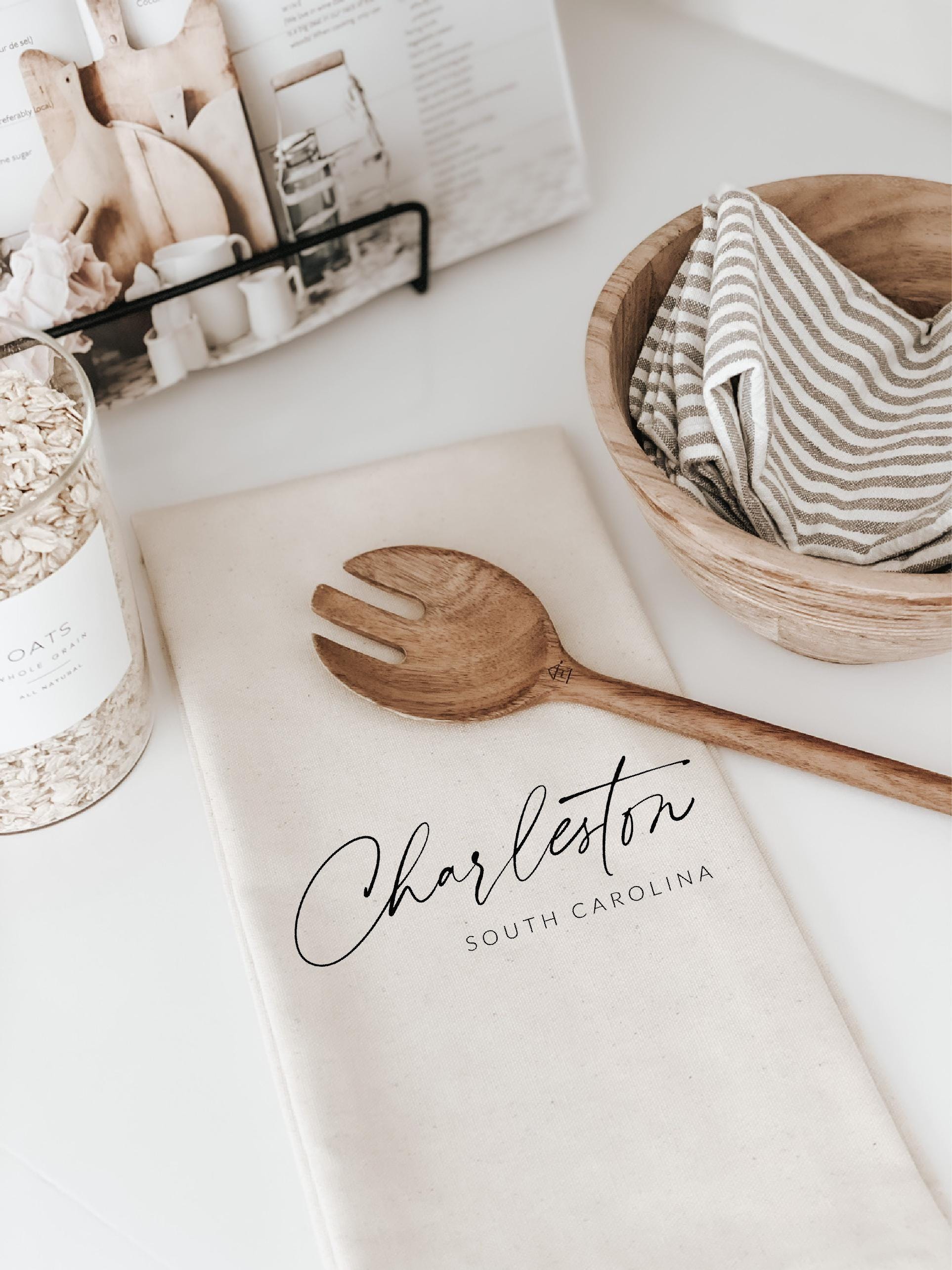 Kitchen Towel - Personalized City Script - housewarming gift, wedding favor, kitchen decor, anniversary present, calligraphy design