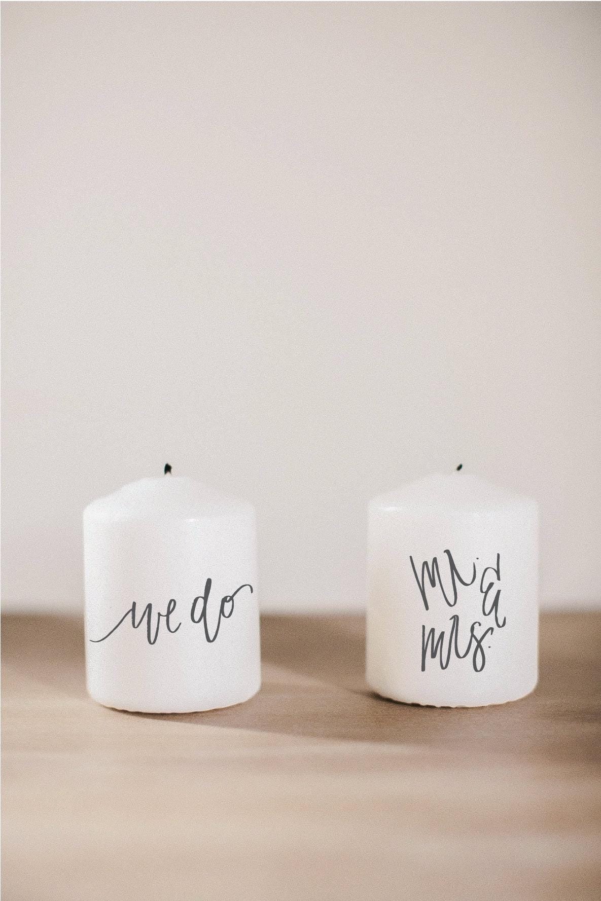 Pillar Candle - We Do, and Mr. and Mrs. Wedding Candle Set - Unity, Vows, Wedding, Couple, House warming gift, home