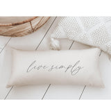 Live Simply Lumbar Pillow: Farmhouse Lettered Decor