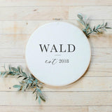 Personalized Last Name Embroidery Hoop: Rustic Farmhouse Decor