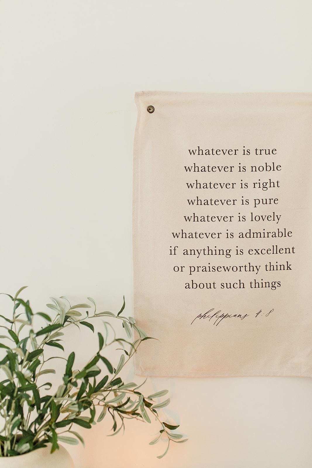 Philippians 4:8 Banner Wall Hanging