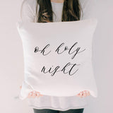 Christmas Throw Pillow - Oh Holy Night, Christmas decor, calligraphy, home decor, Winter pillow, cushion cover, seasonal pillow