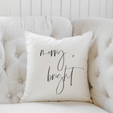 Christmas Throw Pillow - Merry and Bright, Christmas decor, calligraphy, home decor, Winter pillow, cushion cover, seasonal, holiday gift
