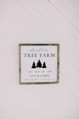 Christmas Wood Framed Sign - Tree Farm - Square - rustic home décor, gallery wall, housewarming gift, framed art, farmhouse style, for her