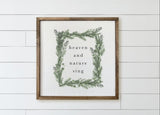 Wood Framed Sign - Heaven and Nature Sing Christmas Wreath Wood Framed Sign, gallery wall, housewarming gift, framed decor, wall decor