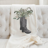 Throw Blanket - Boots Watercolor, Lightweight Spring Summer Decor, Made in USA, Living Room, Birthday Present, Gift, Spring Decor