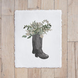 Calligraphy Print - Boots Watercolor, Spring Decor, housewarming gift, farmhouse decor, present, rustic style