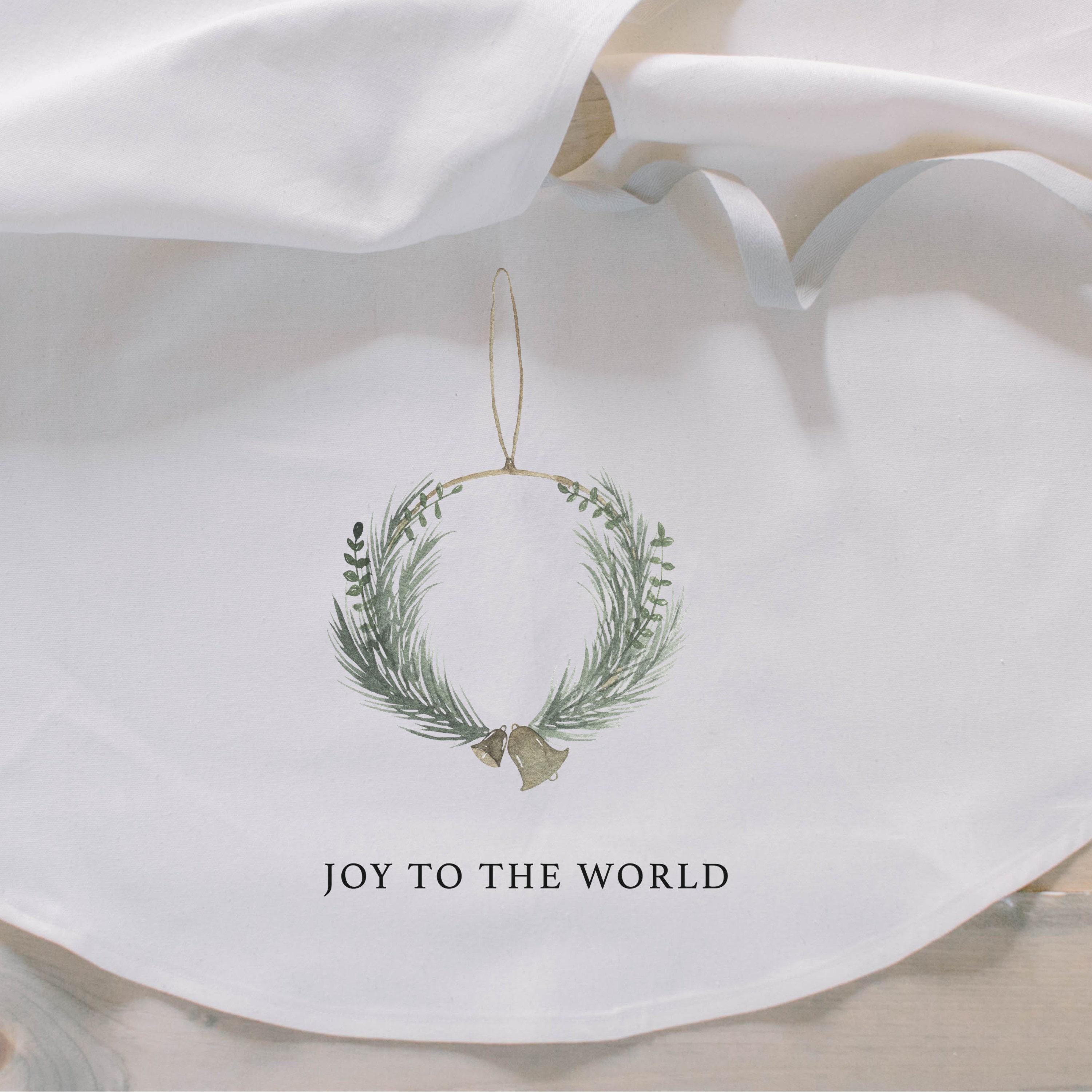 Tree Skirt - Joy to the World Wreath Watercolor, Christmas home decor, seasonal, present, seasonal decor, winter, holidays, christmas tree