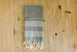Accent Tea Towel - Grey Striped, present, housewarming, wedding favor, kitchen decor, women's gift, flour sack dish cloth