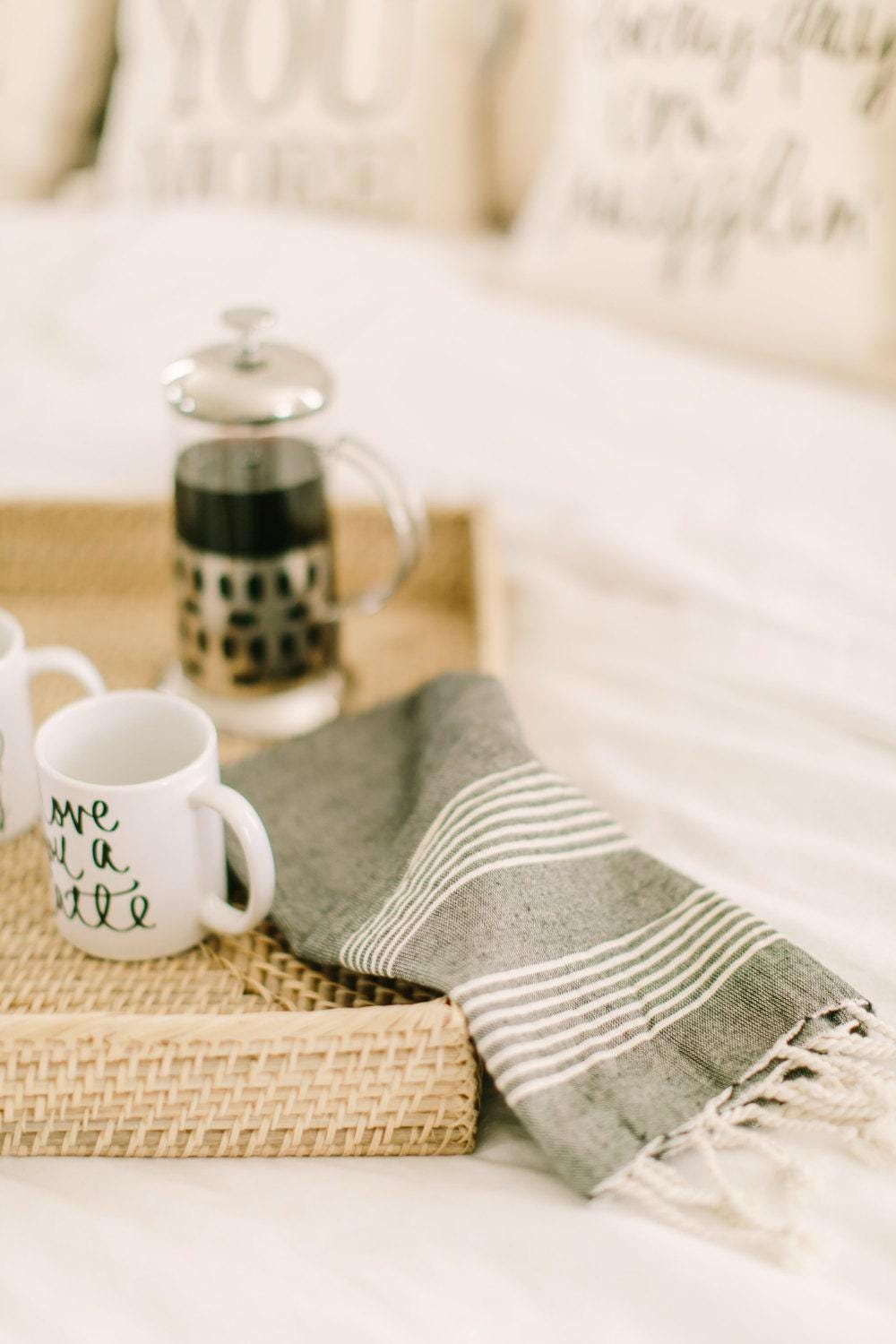 Accent Tea Towel - Grey Striped, present, housewarming, wedding favor, kitchen decor, women's gift, flour sack dish cloth