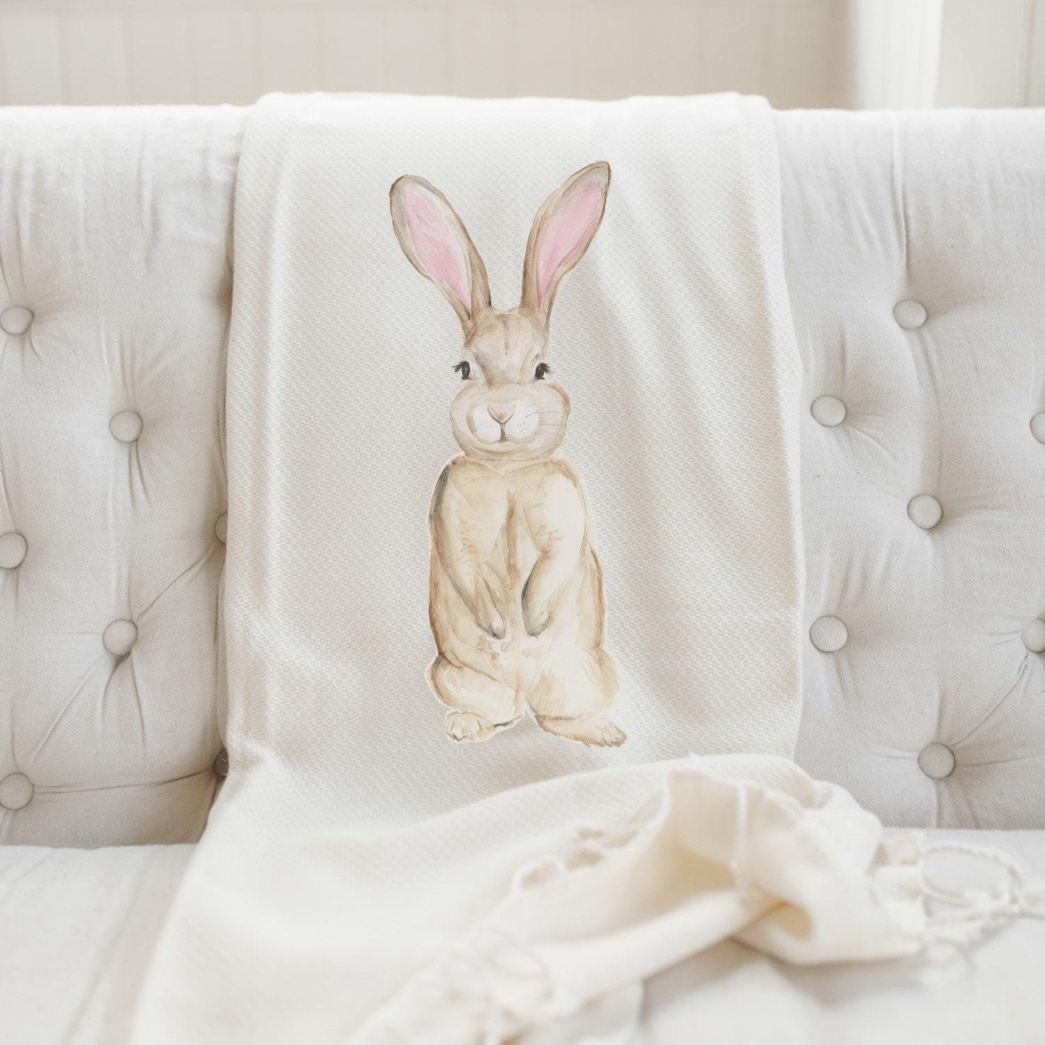 Throw Blanket - Bunny Watercolor, present, housewarming gift, decorative blanket, cozy, pretty, spring gifts, Easter gifts