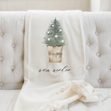 Christmas Throw Blanket - Warm Wishes Watercolor, Lightweight blanket, Winter Decor, Seasonal gift, Christmas throw, holiday gift, cozy