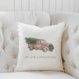 Christmas Throw Pillow -  The Most Wonderful Time Watercolor Truck, Handmade in USA, 100% Organic Cotton, Home Decor, Cute, Cushion Cover