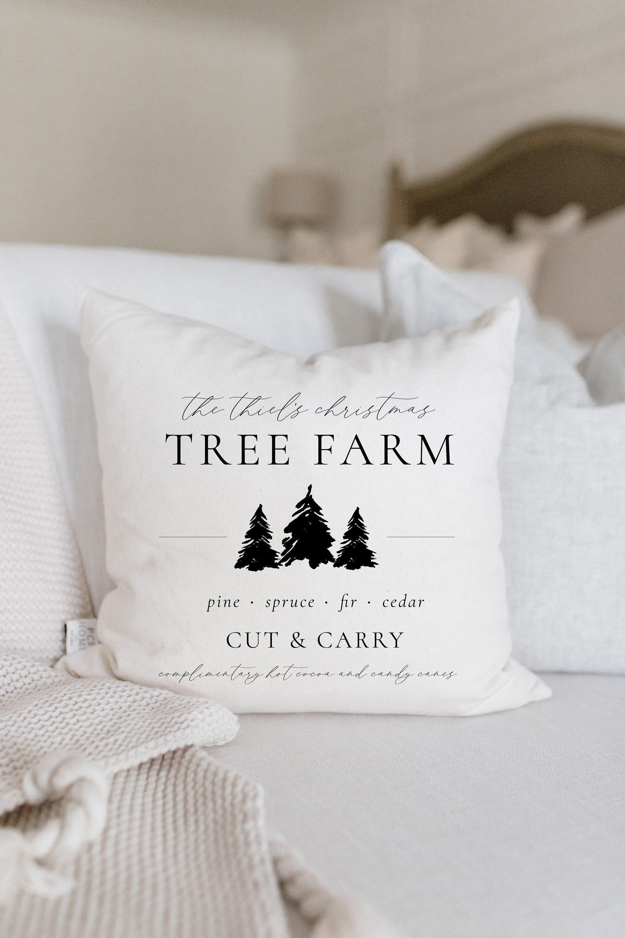 Christmas Throw Pillow - Tree Farm Personalized - home decor, holiday decorative pillow, cushion cover, seasonal pillow, sofa accent