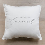Christmas Throw Pillow - Rejoice Emmanuel, Christmas decor, calligraphy, home decor, Winter pillow, cushion cover, seasonal pillow
