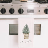 Christmas Watercolor Tea Towel - Warm Wishes Watercolor, kitchen linen, holiday present, Seasonal, Cute, Winter gift, cozy decor