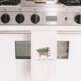 Christmas Watercolor Tea Towel - A Merry Little Christmas Watercolor, housewarming gift, kitchen decor, anniversary present, Seasonal