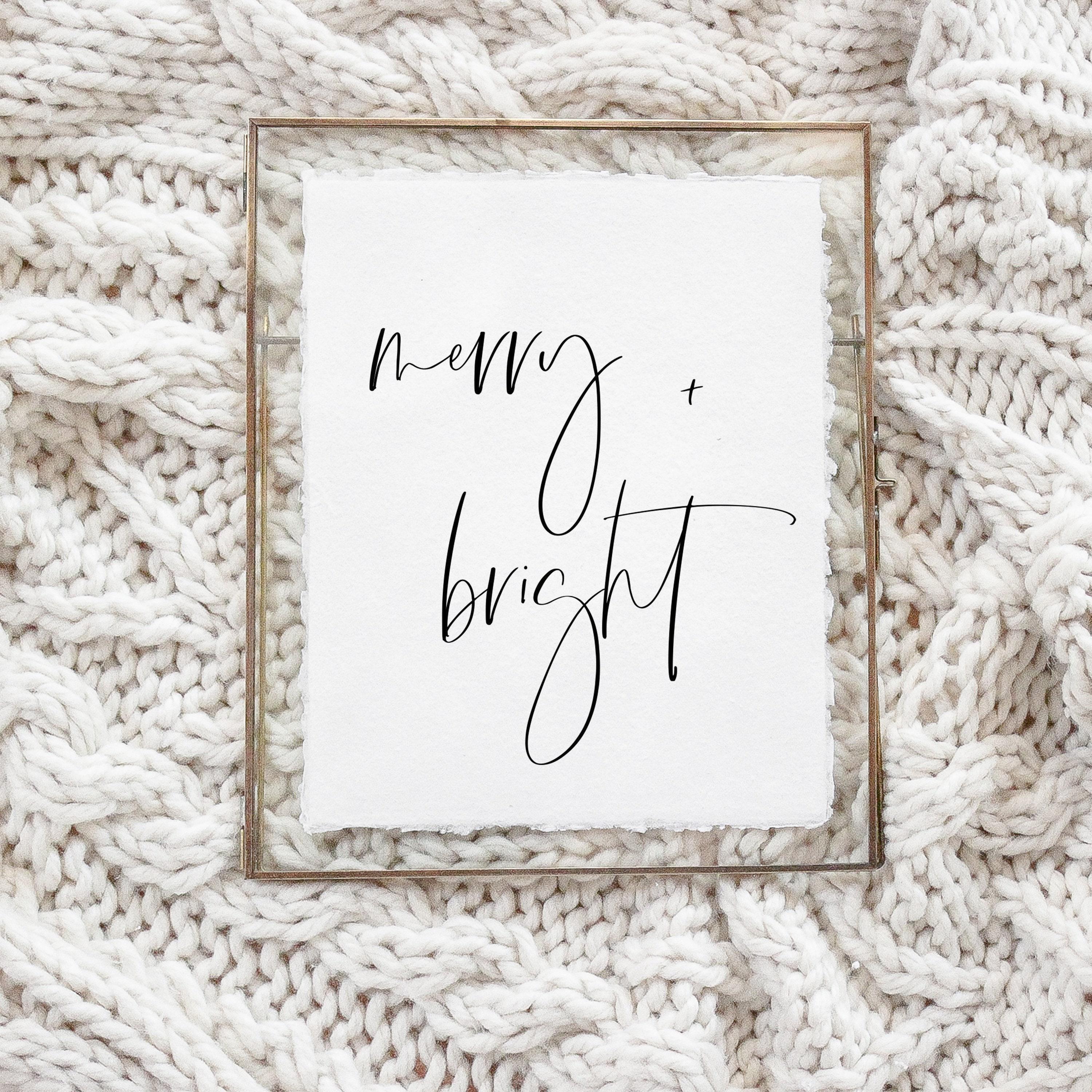 Christmas Calligraphy Print - Merry and Bright, Winter Decor, Gift, Holiday Gift, Seasonal Home Decor, Christmas decor