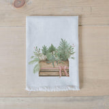 Christmas Napkin Set - Greens in Crate Watercolor, Decor, Housewarming, Tableware, Place Setting, Table Setting, Seasonal Decor