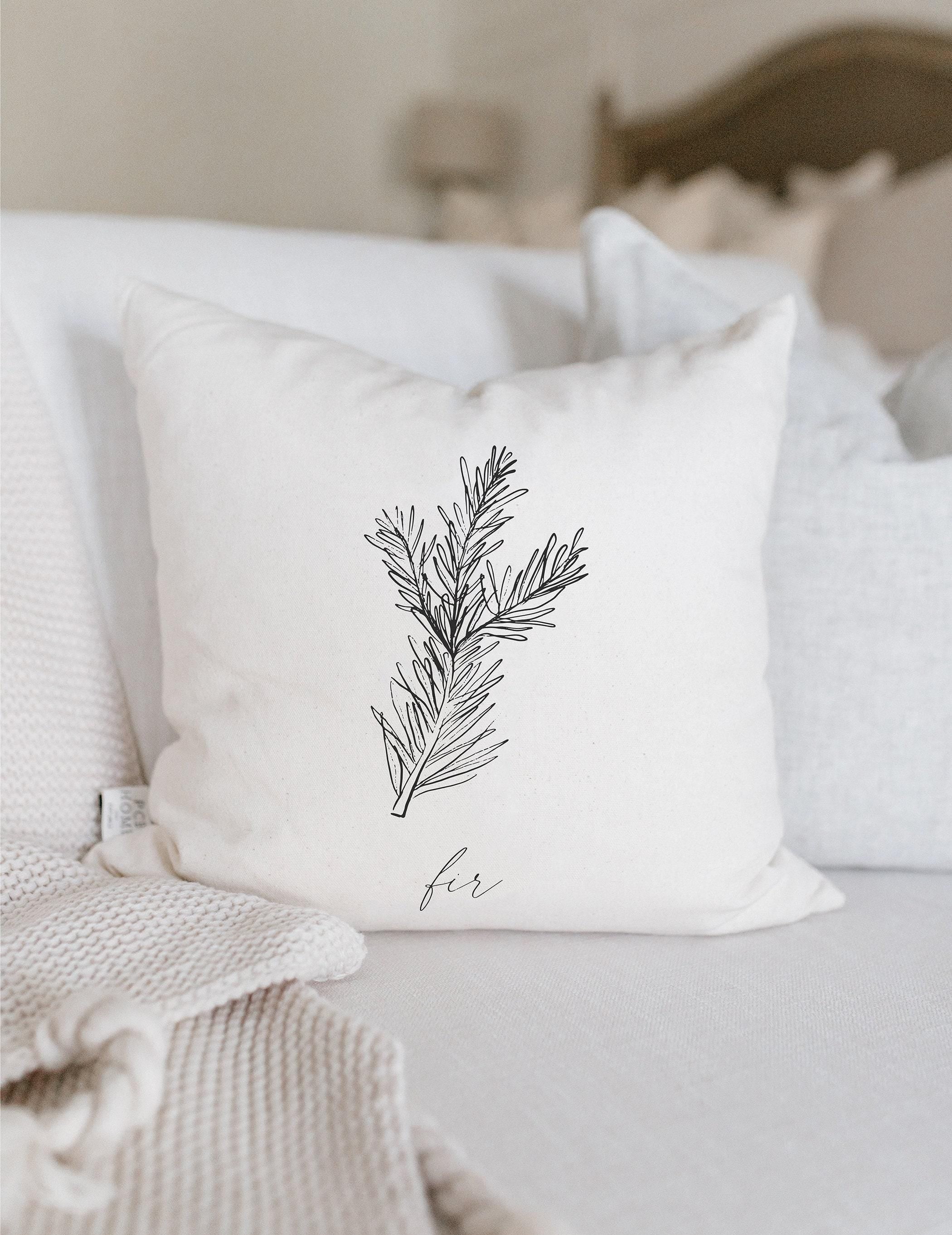 Christmas Throw Pillow - Fir Pillow, Handmade in USA, 100% Organic Cotton, Home Decor, Holiday, Cushion Cover