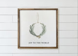 Wood Framed Sign - Joy To The World Wreath Wood Framed Sign, gallery wall, housewarming gift, framed decor, farmhouse style, wall decor