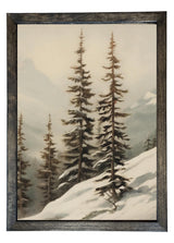 Wood Framed Print - Twin Trees - Handmade in USA, gallery wall art, holiday wall art, christmas decor, framed decor