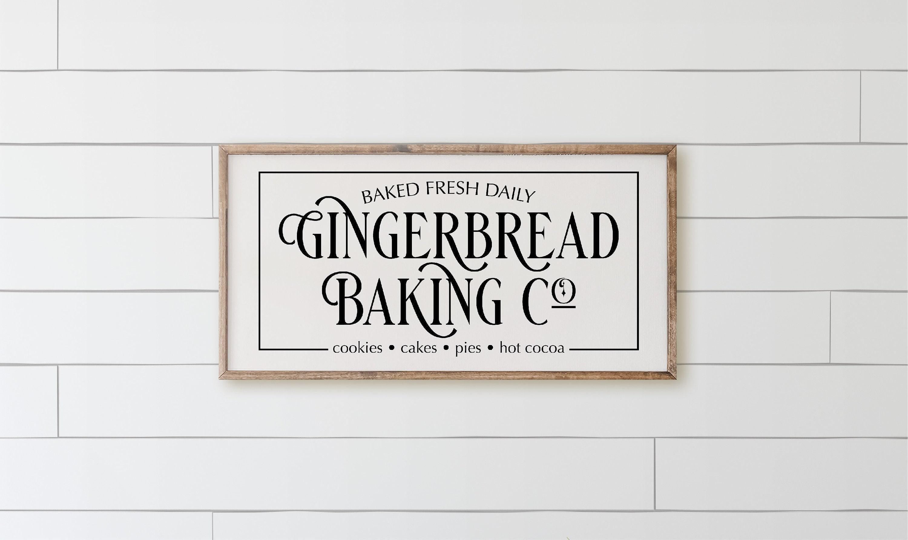 Christmas Wood Framed Sign - Gingerbread baking, Handmade in USA, rustic home decor, gallery wall, holiday gift, framed decor