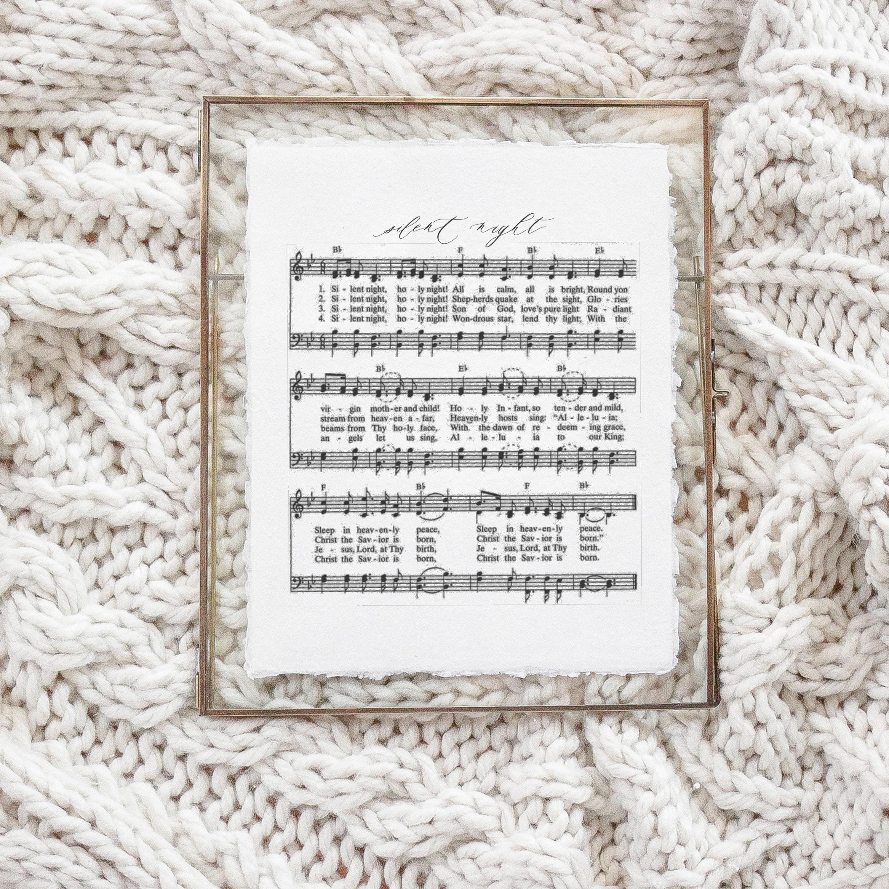 Christmas Calligraphy Print - Silent Night Hymn, Winter Decor, Gift, Holiday Gift, Seasonal Home Decor, Christmas decor, wall hanging