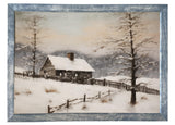 Wood Framed Print - Snowy Cabin - Handmade in USA, gallery wall art, holiday wall art, christmas decor, framed decor