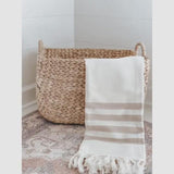 Neutral Striped Throw Blanket - Grey Stripe, Tan Stripe, Housewarming Gift, Decorative Blanket, Pretty Accent Decor