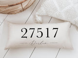 Lumbar Pillow- Personalized Zip Code Script -Realtor Gift, New House gift, housewarming present, cushion cover, throw pillow, handmade