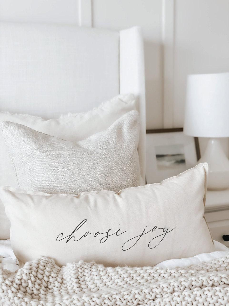 Choose Joy Lumbar Pillow: Handmade Calligraphy Home Decor