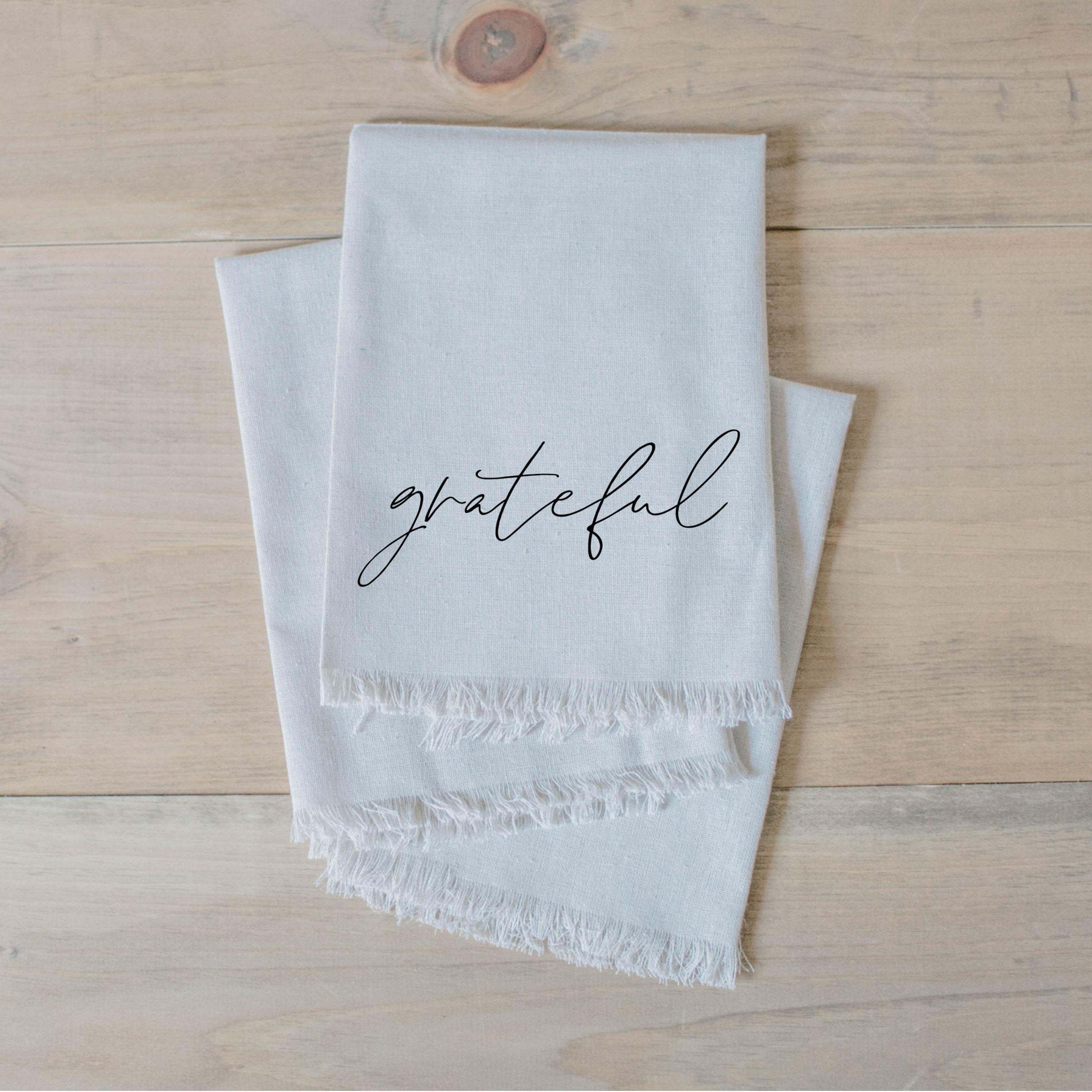 Napkin - Grateful, home decor, housewarming gift, tableware, table scene, place setting, set the table, thanksgiving, fall decor