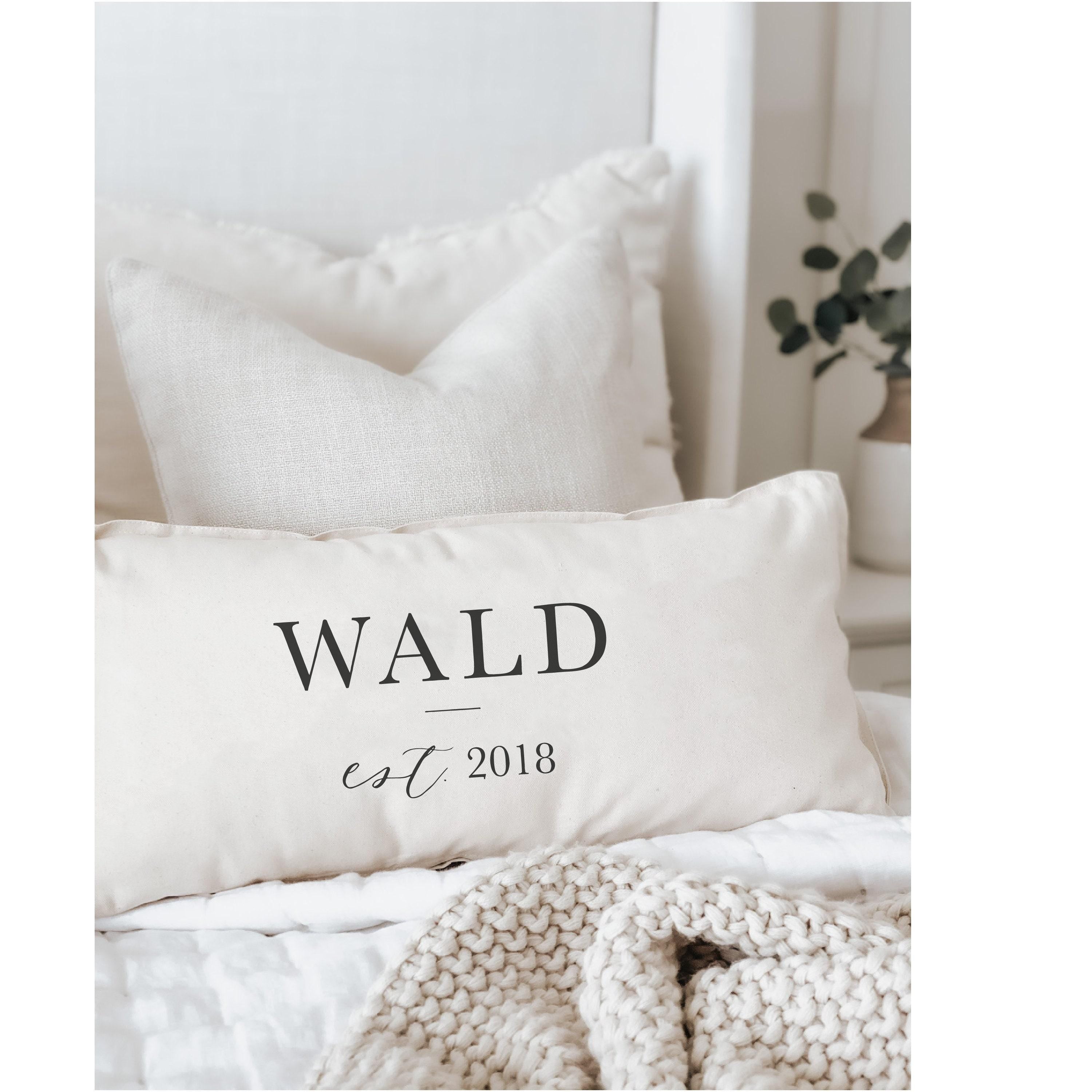 Personalized Last Name Lumbar Pillow: Farmhouse Home Decor