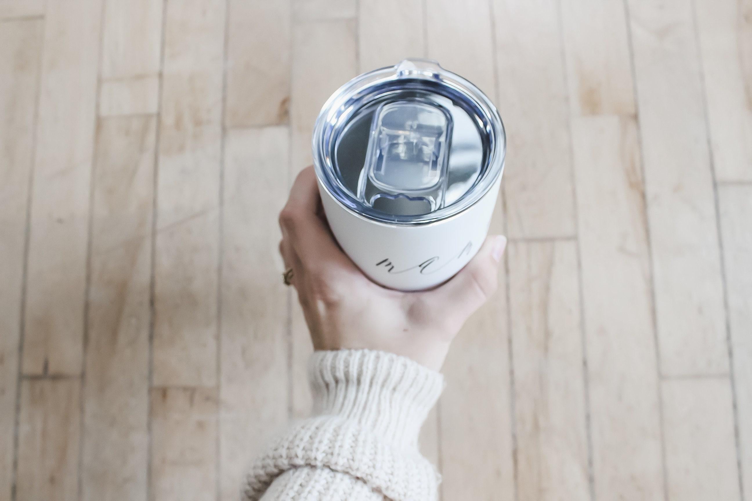 Rise and Grind Travel Mug: 20oz White Matte Coffee Tumbler