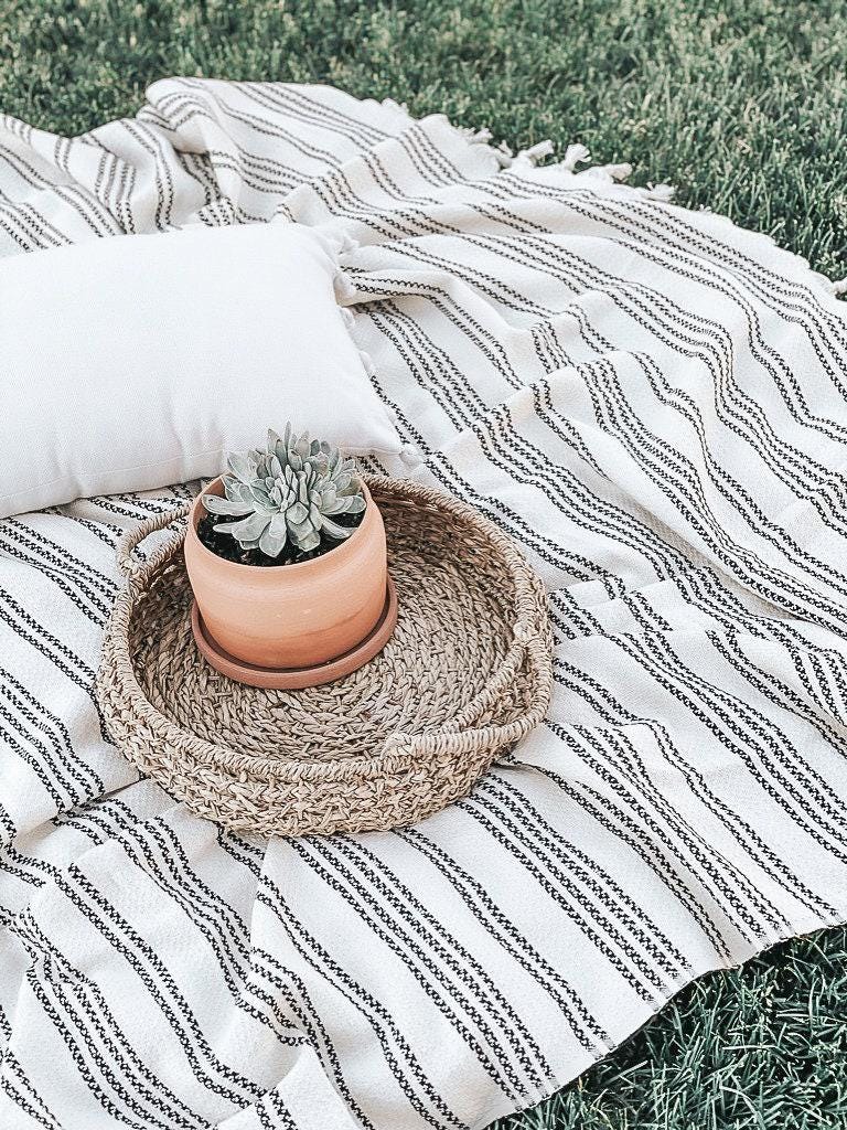 Picnic Throw Blanket - Oversized blanket, summer throw, beach blanket