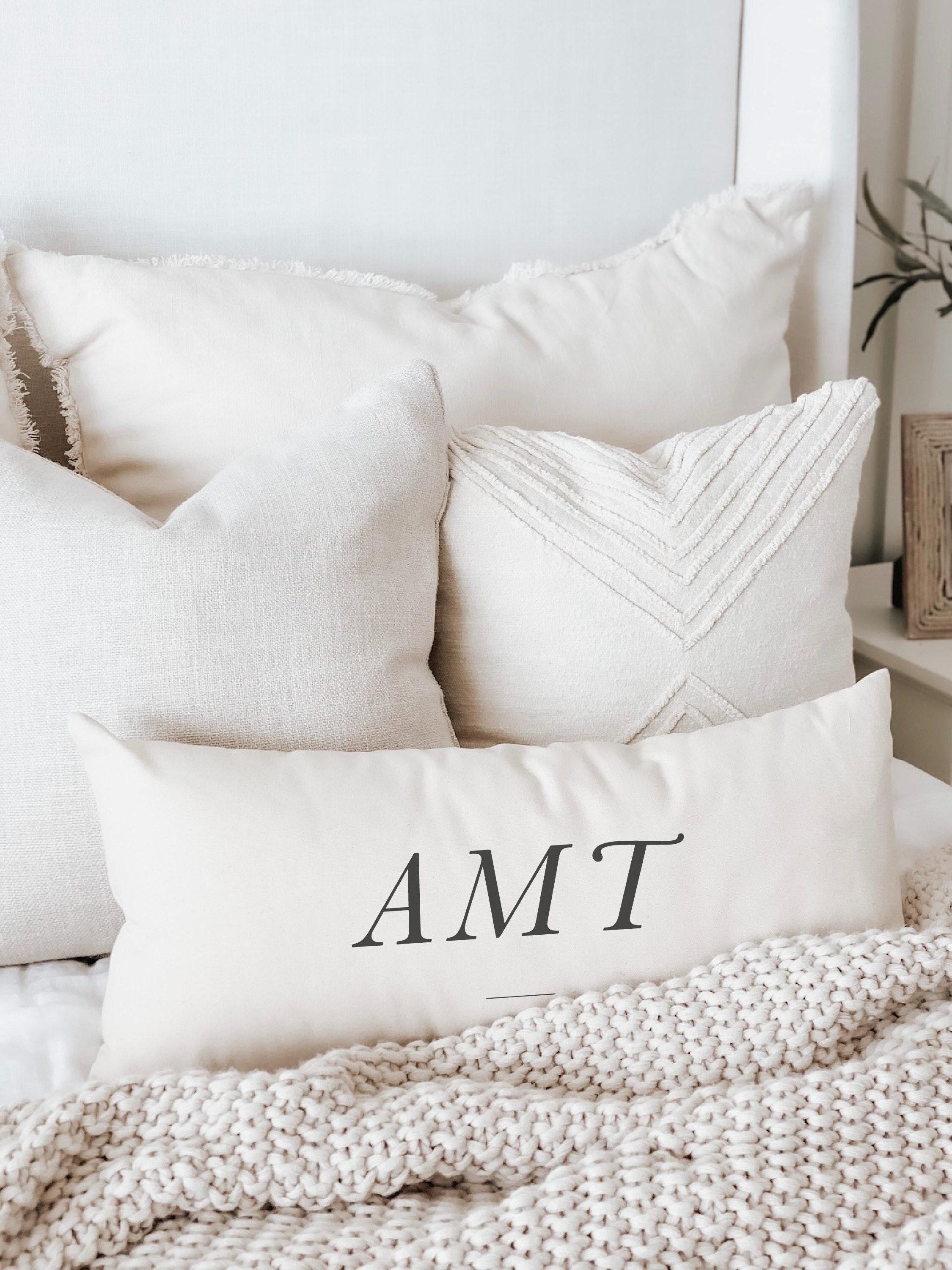 Personalized Monogram Lumbar Pillow: Farmhouse Home Decor