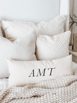 Personalized Monogram Lumbar Pillow: Farmhouse Home Decor